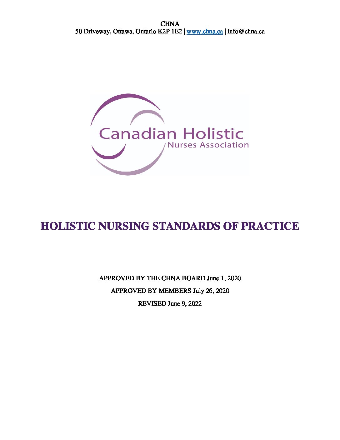 CHNA Standards of Practice 2020